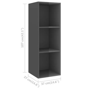 3 Piece High Gloss Grey TV Cabinet Set - Stylish Storage Solution