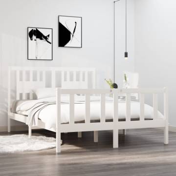 White Solid Wood Bed Frame 140x190 cm - Stylish & Durable