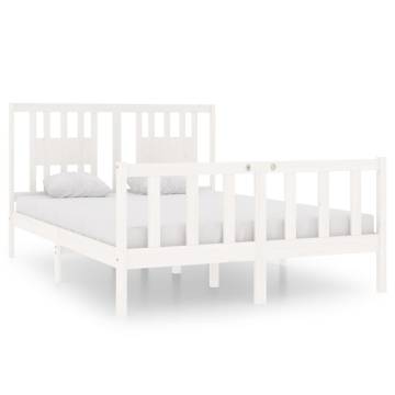 White Solid Wood Bed Frame 140x190 cm - Stylish & Durable