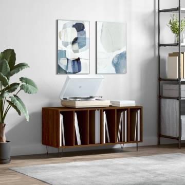 Brown Oak Record Cabinet - Stylish Storage for Vinyl Records