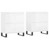 High Gloss White Sideboards - 2 pcs Durable Engineered Wood