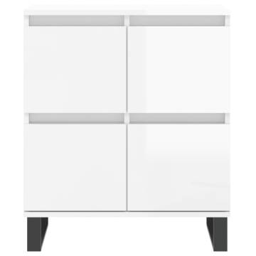 High Gloss White Sideboards - 2 pcs Durable Engineered Wood