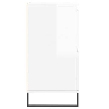 High Gloss White Sideboards - 2 pcs Durable Engineered Wood