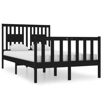 Black Solid Wood Bed Frame 120x190 cm - Small Double