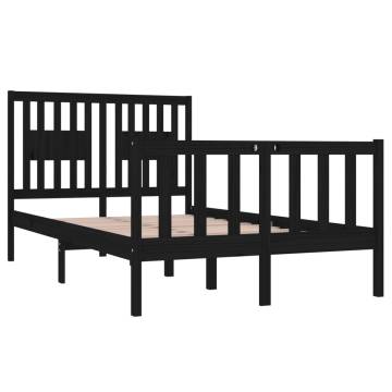 Black Solid Wood Bed Frame 120x190 cm - Small Double