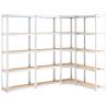 5-Layer Shelves (4 pcs) - Sturdy Silver Steel & Wood Storage