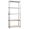 5-Layer Shelves (4 pcs) - Sturdy Silver Steel & Wood Storage