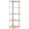 5-Layer Shelves (4 pcs) - Sturdy Silver Steel & Wood Storage