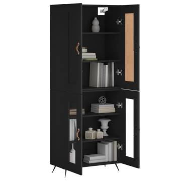 Elegant Highboard Black - 69.5x34x180 cm Engineered Wood