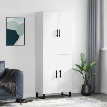 Stylish Highboard in High Gloss White - 69.5x34x180 cm