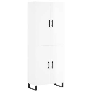 Stylish Highboard in High Gloss White - 69.5x34x180 cm