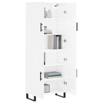 Stylish Highboard in High Gloss White - 69.5x34x180 cm