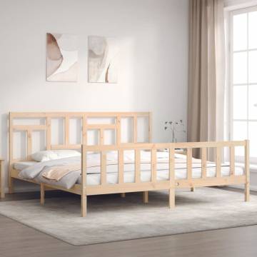 Solid Wood Bed Frame with Headboard 200x200 cm | Hipomarket