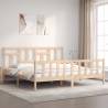 Bed Frame with Headboard 200x200 cm Solid Wood Colour natural Size 200 x 200 cm 