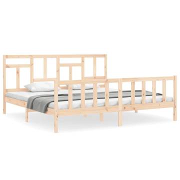 Solid Wood Bed Frame with Headboard 200x200 cm | Hipomarket