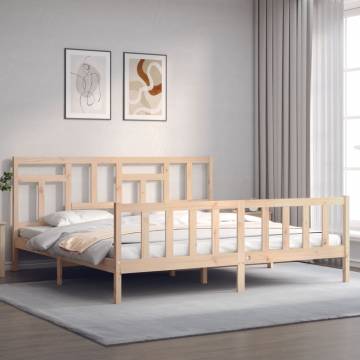 Solid Wood Bed Frame with Headboard 200x200 cm | Hipomarket