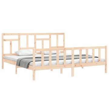 Solid Wood Bed Frame with Headboard 200x200 cm | Hipomarket