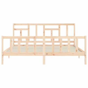 Solid Wood Bed Frame with Headboard 200x200 cm | Hipomarket