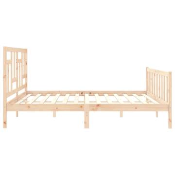 Solid Wood Bed Frame with Headboard 200x200 cm | Hipomarket