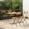 5 Piece Folding Bistro Set Solid Wood Acacia and Steel Colour black Number of 4 