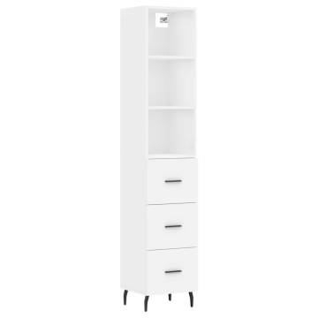 Elegant Highboard White - 34.5x34x180 cm Engineered Wood