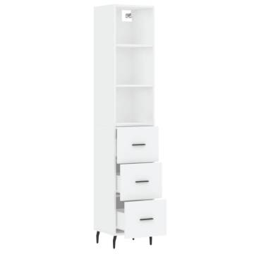 Elegant Highboard White - 34.5x34x180 cm Engineered Wood