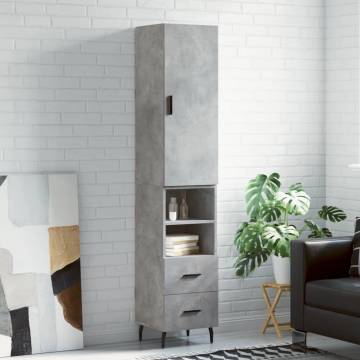 Concrete Grey Highboard - Stylish Storage Solution | HiPO Market