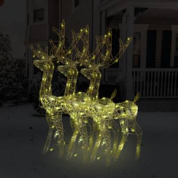 Acrylic Reindeer Christmas Decorations - 3 pcs, Warm White