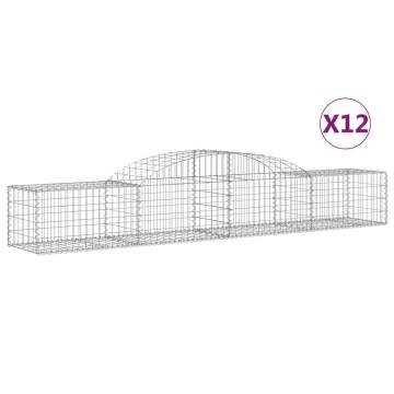 Arched Gabion Baskets - 12 pcs Galvanised Iron | Hipomarket