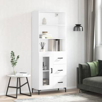 Stylish Highboard White - 69.5x34x180 cm Engineered Wood