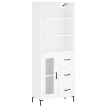 Stylish Highboard White - 69.5x34x180 cm Engineered Wood