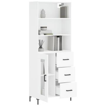 Stylish Highboard White - 69.5x34x180 cm Engineered Wood