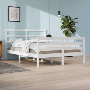 White Solid Pine Bed Frame 160x200 cm | Timeless Design