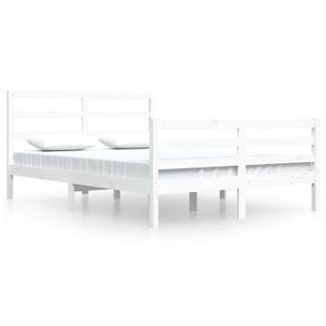 White Solid Pine Bed Frame 160x200 cm | Timeless Design