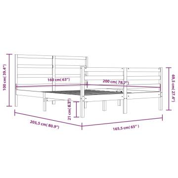 White Solid Pine Bed Frame 160x200 cm | Timeless Design