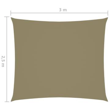 Sunshade Sail Rectangular 2.5x3 m Beige - Outdoor Protection