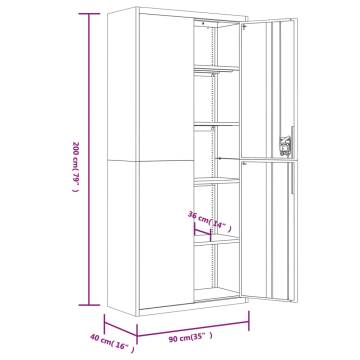 White File Cabinet 90x40x200 cm - Durable Steel Storage Solution