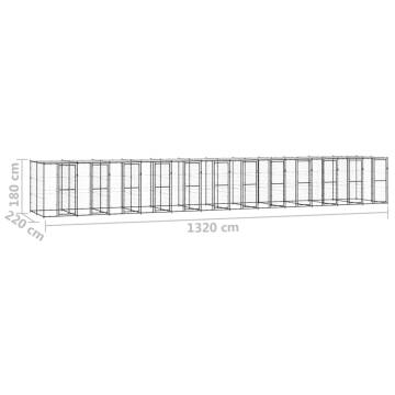 Outdoor Dog Kennel Steel with Roof - 29.04 m² - Hipomarket