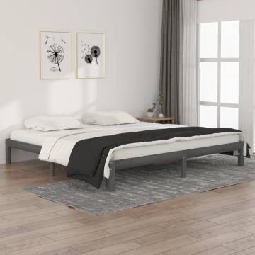 Grey Solid Wood Pine Bed Frame 200x200 cm | HipoMarket