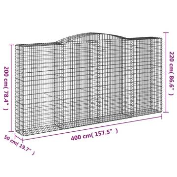 Arched Gabion Baskets - 8 pcs Galvanised Iron Garden Barriers