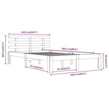 Solid Wood Bed Frame 140x200 cm - Modern & Sturdy Design