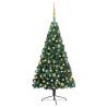 Artificial Half Pre-lit Christmas Tree with Ball Set Green 120 cm Colour green and gold Size 120 x 68 cm Quantity in Package 1 Number of Branch Tips 