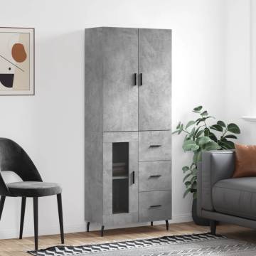 Stylish Highboard Concrete Grey - 69.5x34x180 cm | Hipomarket