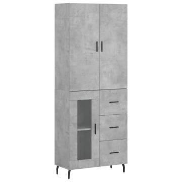 Stylish Highboard Concrete Grey - 69.5x34x180 cm | Hipomarket