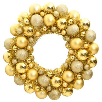 Gold Christmas Wreath 45 cm - Festive & Shatterproof Decor