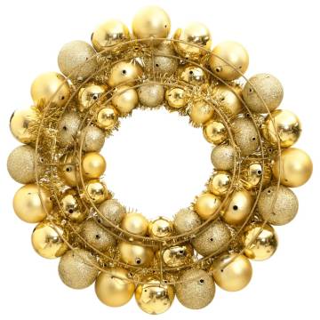 Gold Christmas Wreath 45 cm - Festive & Shatterproof Decor