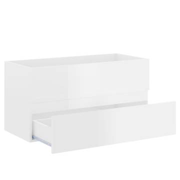 High Gloss White Sink Cabinet with Built-in Basin | HipoMarket