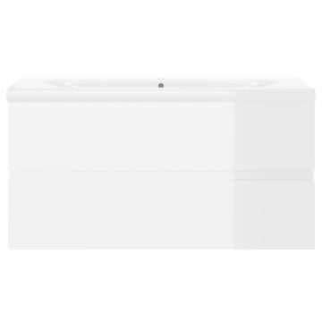 High Gloss White Sink Cabinet with Built-in Basin | HipoMarket