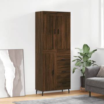 Stylish Highboard Brown Oak - 69.5x34x180 cm | Hipomarket