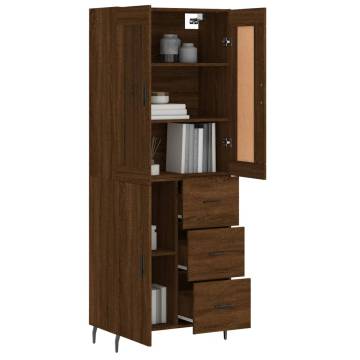 Stylish Highboard Brown Oak - 69.5x34x180 cm | Hipomarket